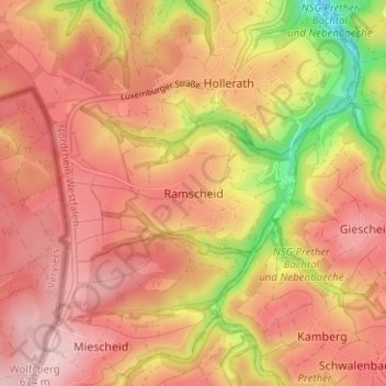 Ramscheid topographic map, elevation, terrain