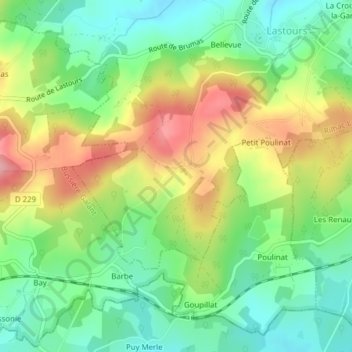 Les Combes topographic map, elevation, terrain