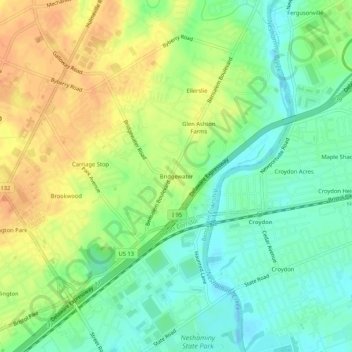 Bridgewater topographic map, elevation, terrain