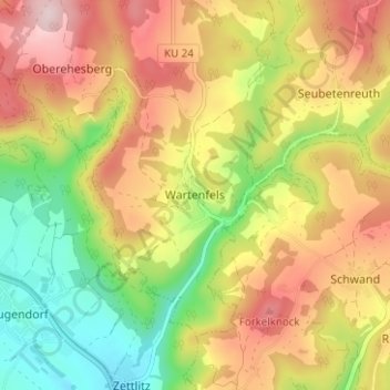 Wartenfels topographic map, elevation, terrain