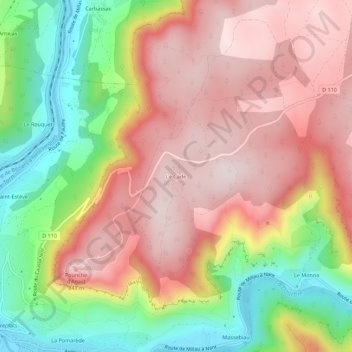 Le Cade topographic map, elevation, terrain