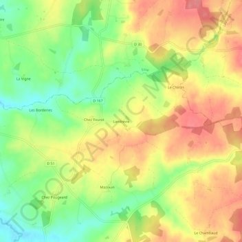 Landrevie topographic map, elevation, terrain