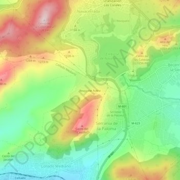 Reajo del Roble topographic map, elevation, terrain