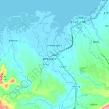 Juban topographic map, elevation, terrain