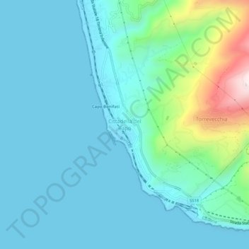 Cittadella del Capo topographic map, elevation, terrain
