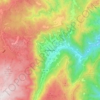 Manteigas topographic map, elevation, terrain