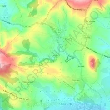 Herrán topographic map, elevation, terrain