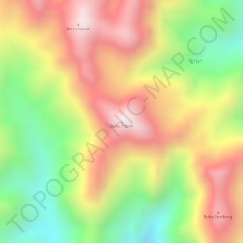 Buttu Popok topographic map, elevation, terrain