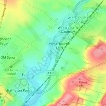 Hurdcott topographic map, elevation, terrain