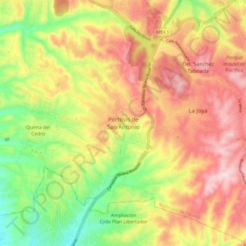 Pórticos de San Antonio topographic map, elevation, terrain