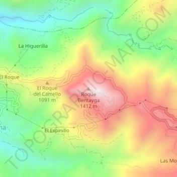 Roque Bentayga topographic map, elevation, terrain