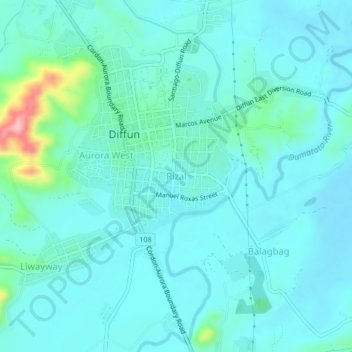 Rizal topographic map, elevation, terrain