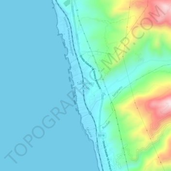 Sangineto Lido topographic map, elevation, terrain