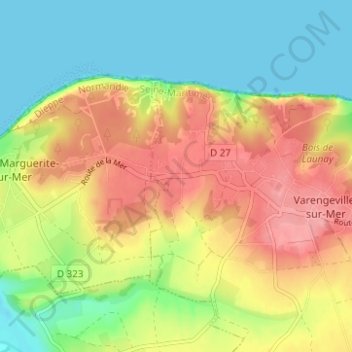 Blancmesnil topographic map, elevation, terrain