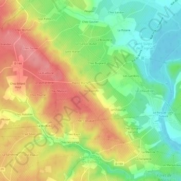 Bel-Aspect topographic map, elevation, terrain