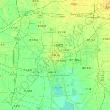 济宁市 topographic map, elevation, terrain