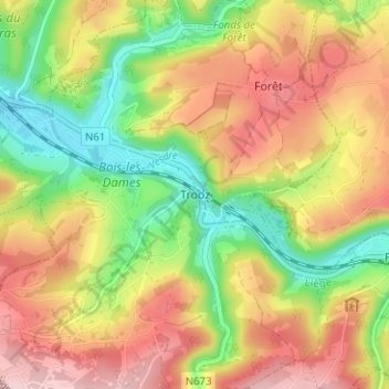Trooz topographic map, elevation, terrain