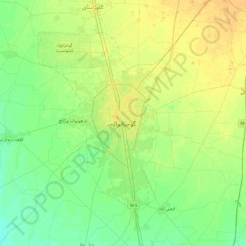 Gujranwala topographic map, elevation, terrain