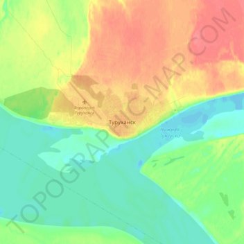 Туруханск topographic map, elevation, terrain