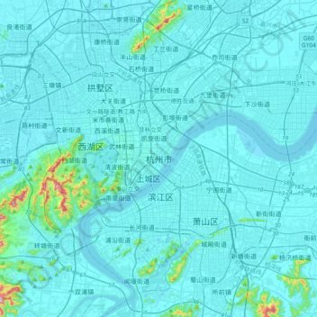 杭州市 topographic map, elevation, terrain