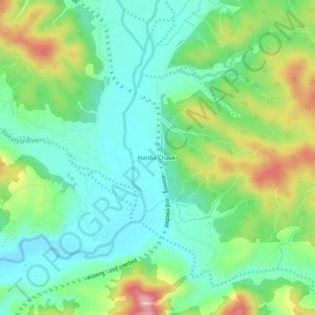 Hardia Chauki topographic map, elevation, terrain