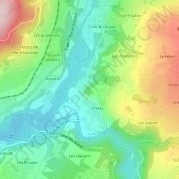 Le Caton topographic map, elevation, terrain