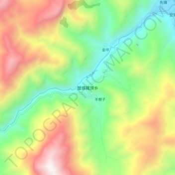 蟹螺藏族乡 topographic map, elevation, terrain