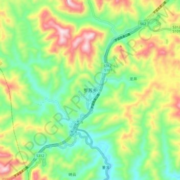 罗苏乡 topographic map, elevation, terrain