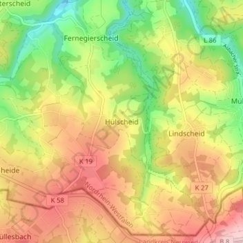 Hülscheid topographic map, elevation, terrain