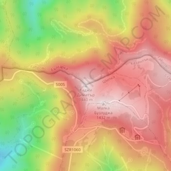 Chadschi Dimitar topographic map, elevation, terrain