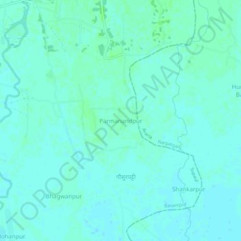 Parmanandpur topographic map, elevation, terrain