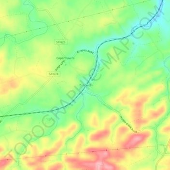 Crockett topographic map, elevation, terrain