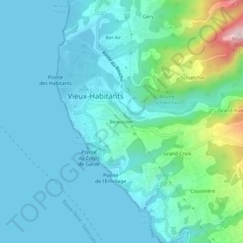 Beausoleil topographic map, elevation, terrain