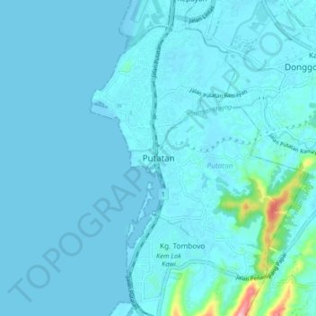 Putatan topographic map, elevation, terrain