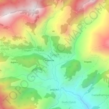 Dogadi topographic map, elevation, terrain