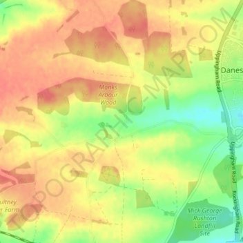 Pipewell topographic map, elevation, terrain