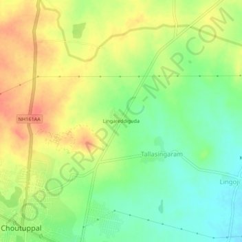 Lingareddiguda topographic map, elevation, terrain