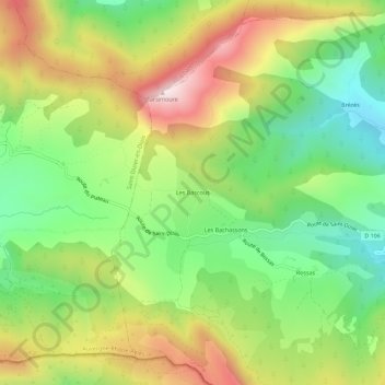Les Bascous topographic map, elevation, terrain