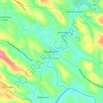 Mannamplavu topographic map, elevation, terrain