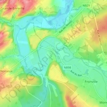 Deulin topographic map, elevation, terrain
