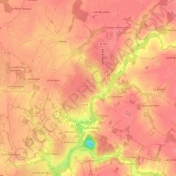 Dompierre-sur-Yon topographic map, elevation, terrain