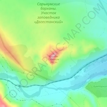 Бархан Сарыкум topographic map, elevation, terrain