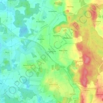 Erpertsham topographic map, elevation, terrain