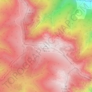 Marão topographic map, elevation, terrain