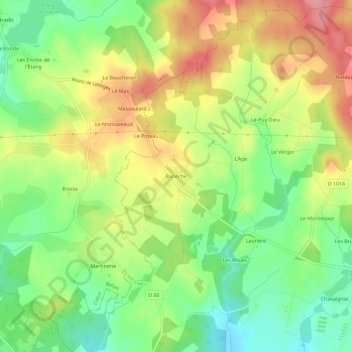 Banèche topographic map, elevation, terrain