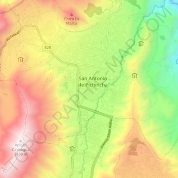 San Antonio de Pichincha topographic map, elevation, terrain