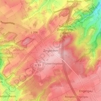 Zingsheim topographic map, elevation, terrain