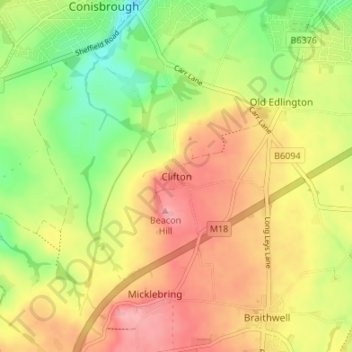 Clifton topographic map, elevation, terrain