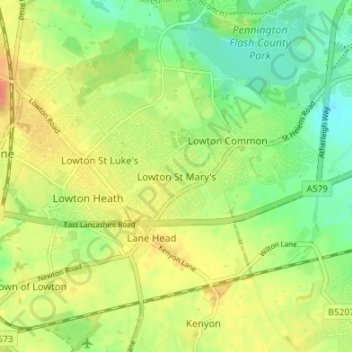 Lowton St Mary's topographic map, elevation, terrain