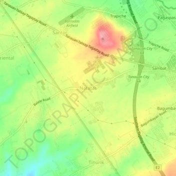Natatas topographic map, elevation, terrain